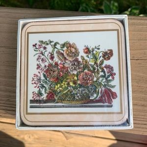 New in box- set of 6 English Life square coasters. Floral design.